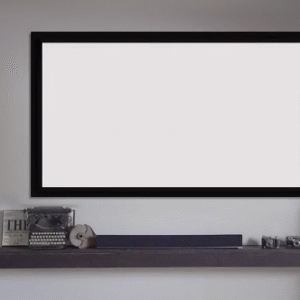 Telón de Marco Fijo 120" Formato 16:9 con Tela Blanca PVC y Marco de Terciopelo Negro  