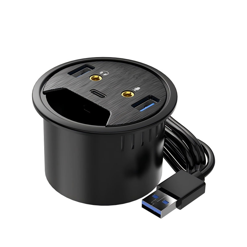 Hub de Escritorio USB-C y USB 3.0 para Pasacables con Audio 3.5 mm - Imagen 2
