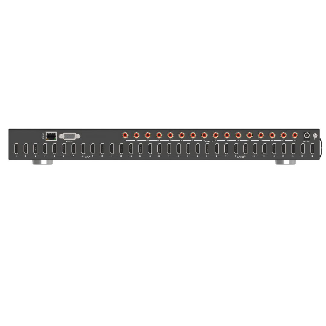 Matriz HDMI 4K 16x16 Profesional – HDMI 2.0b / 18 Gbps / Control Web, RS-232 e IR / Desembebedor de Audio - Imagen 2