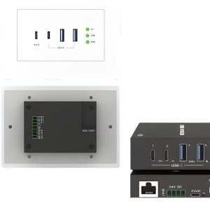 Placa De Pared USB 3.2 de 100m Con Entrada USB-C – Extensión Profesional Para Salas y Entornos Corporativos