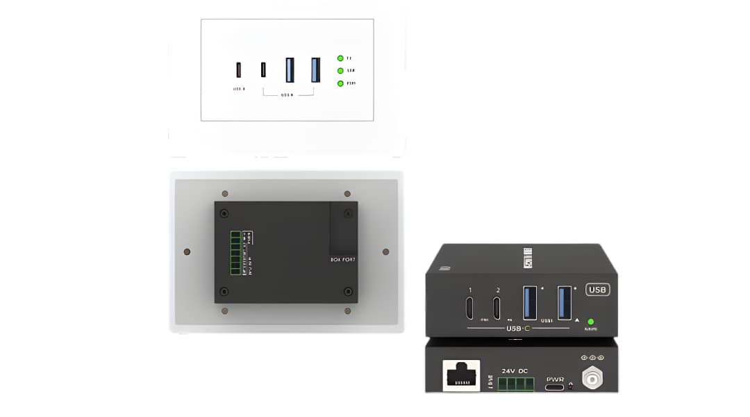 Placa De Pared USB 3.2 de 100m Con Entrada USB-C – Extensión Profesional Para Salas y Entornos Corporativos