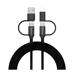 Cable 4 en 1 para Carga y Transferencia de Datos USB-A / USB-C / Lightning – 1 Metro