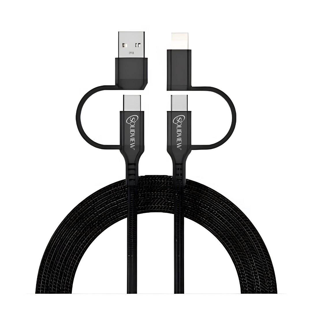 Cable 4 en 1 para Carga y Transferencia de Datos USB-A / USB-C / Lightning – 1 Metro
