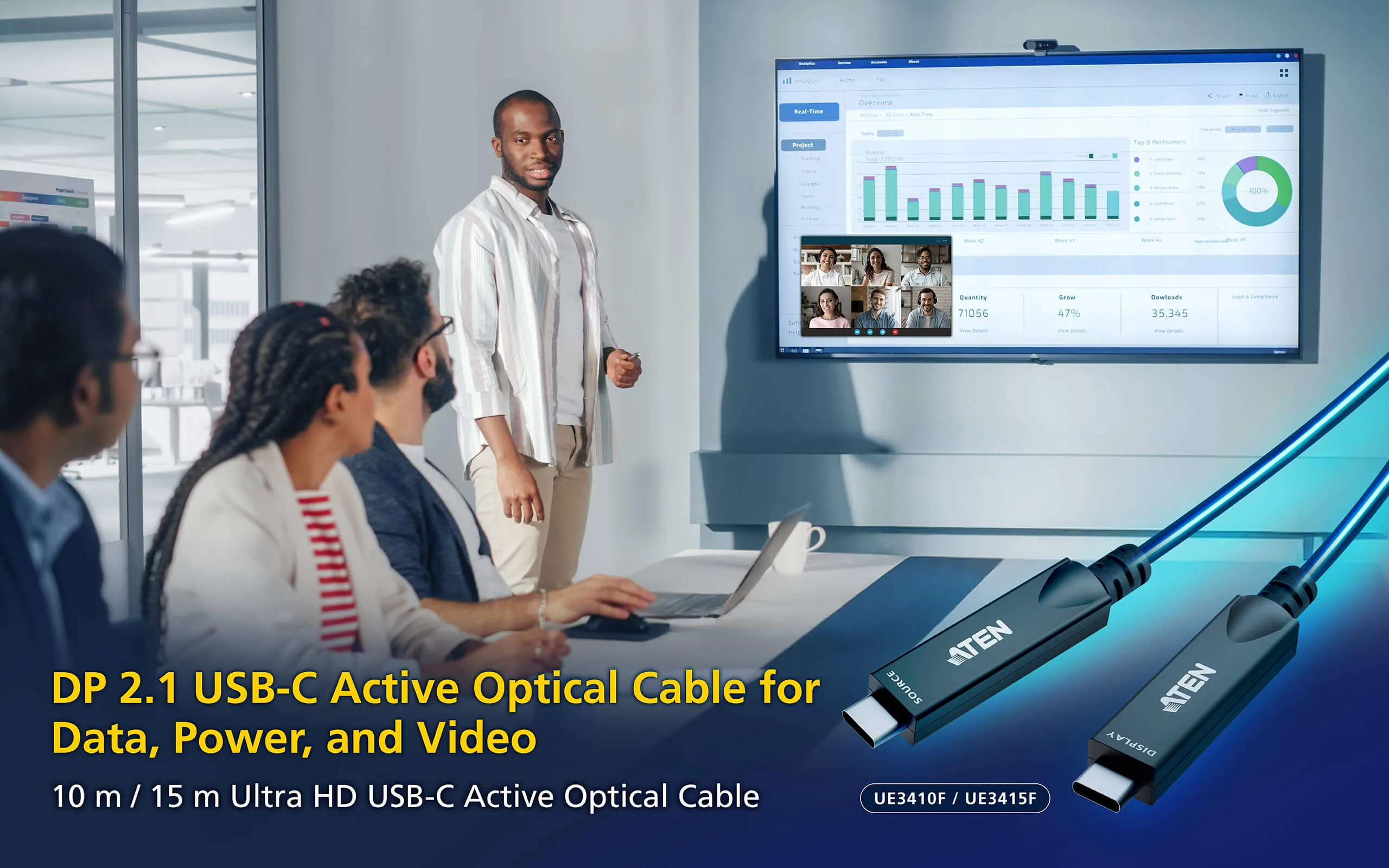 Cable Óptico Activo USB-C Ultra HD - 10 Metros - Imagen 3